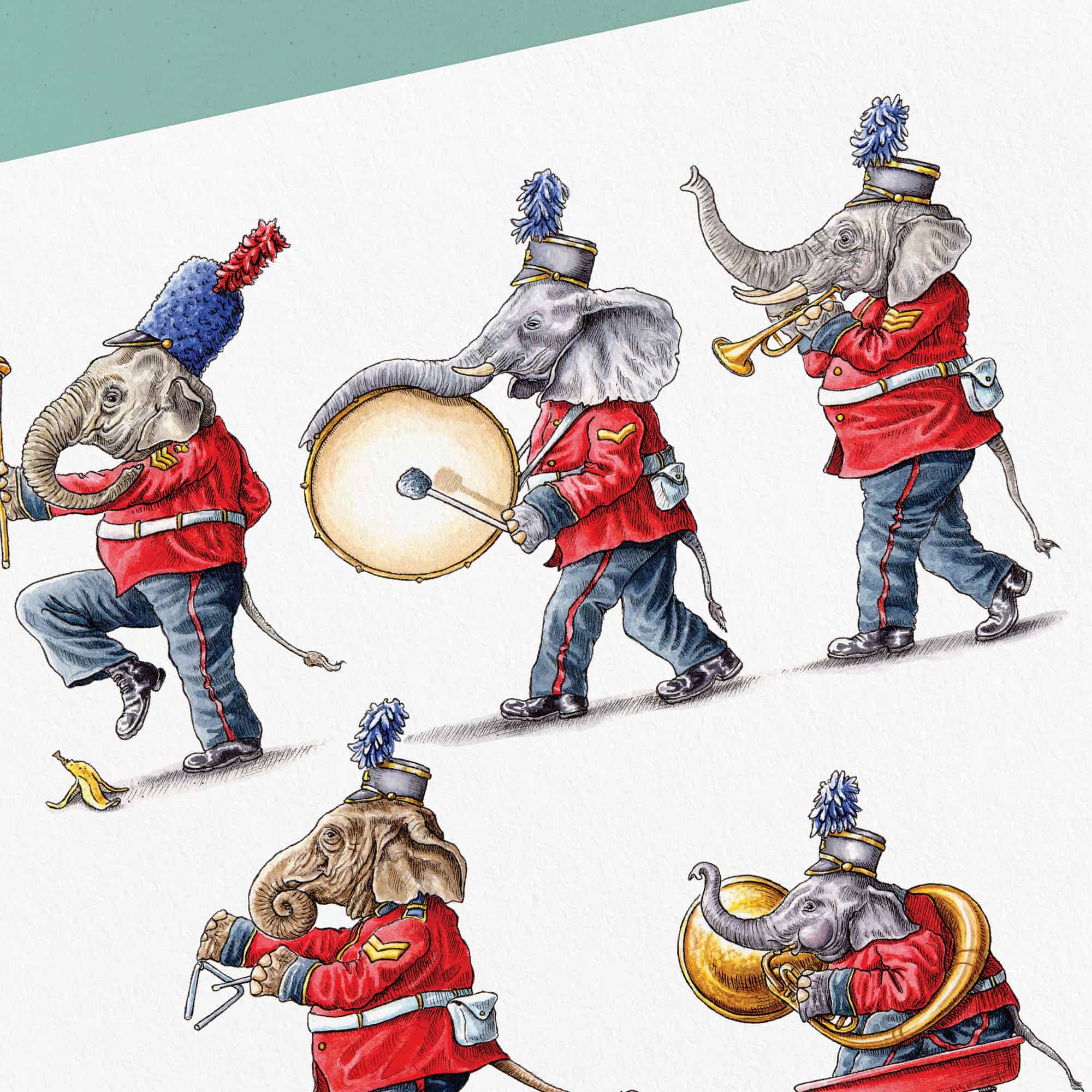 A Parade of Elephants Print