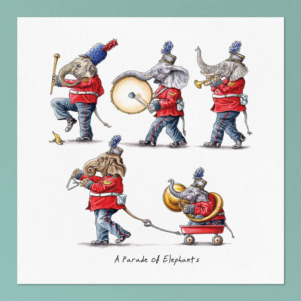 A Parade of Elephants Print