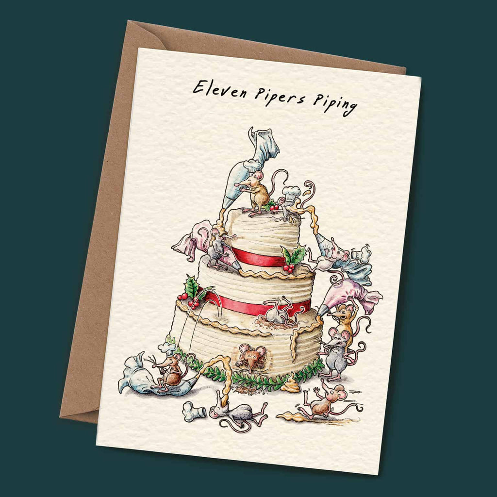 Eleven Pipers Piping Card
