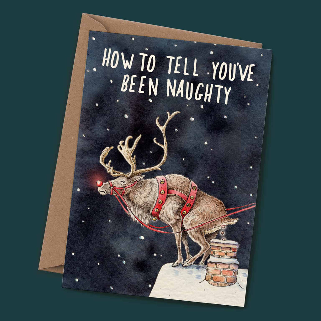 Naughty Christmas Reindeer Card