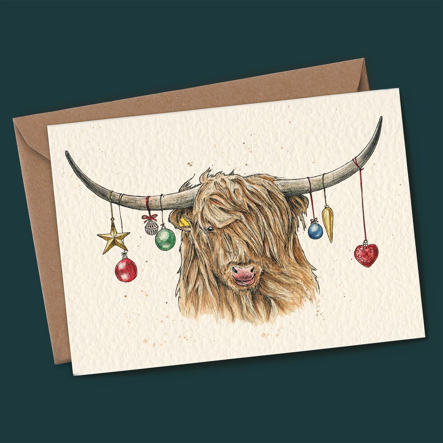 Highland Cow Christmas Card