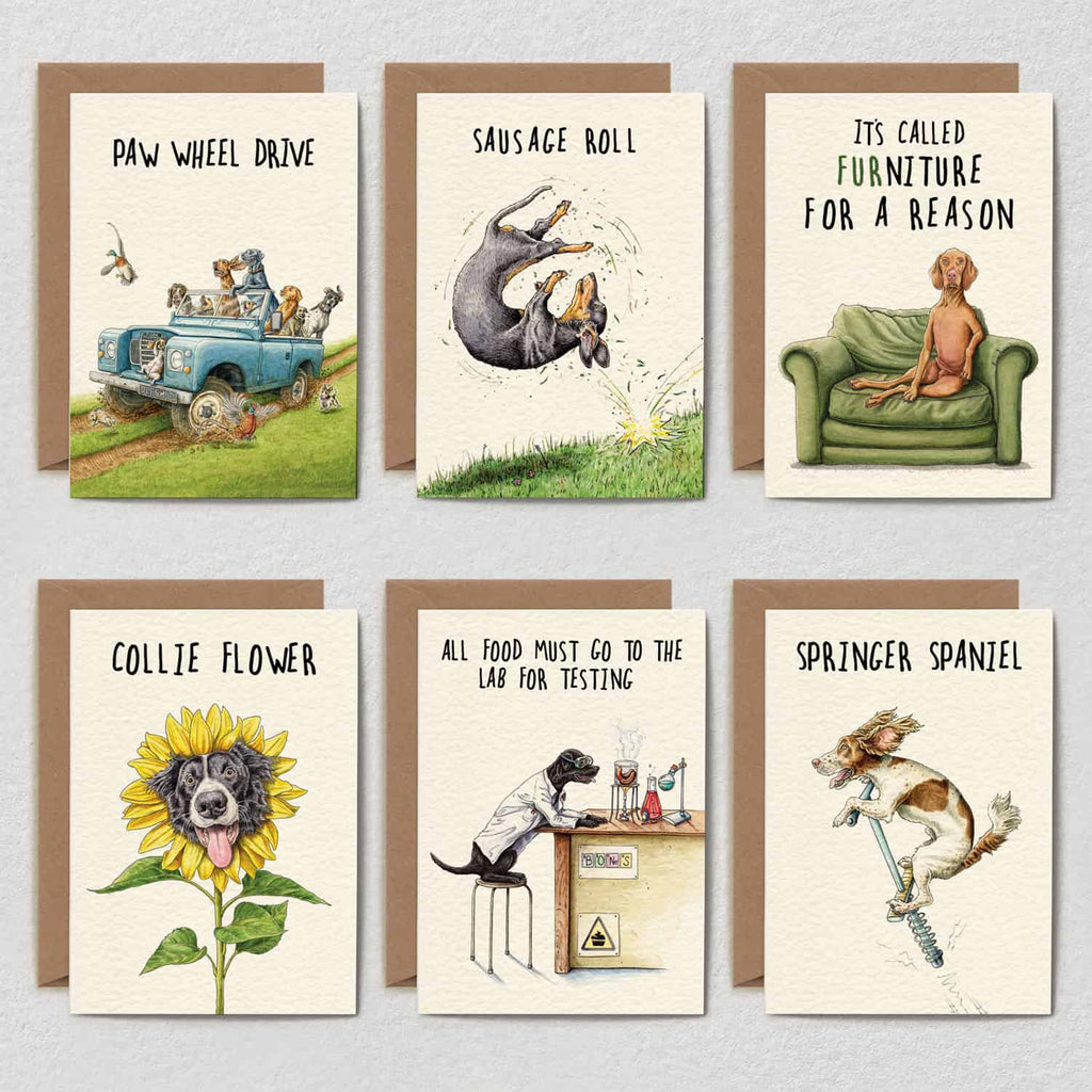 Barking Mad Set - Set of 6 Dog Cards