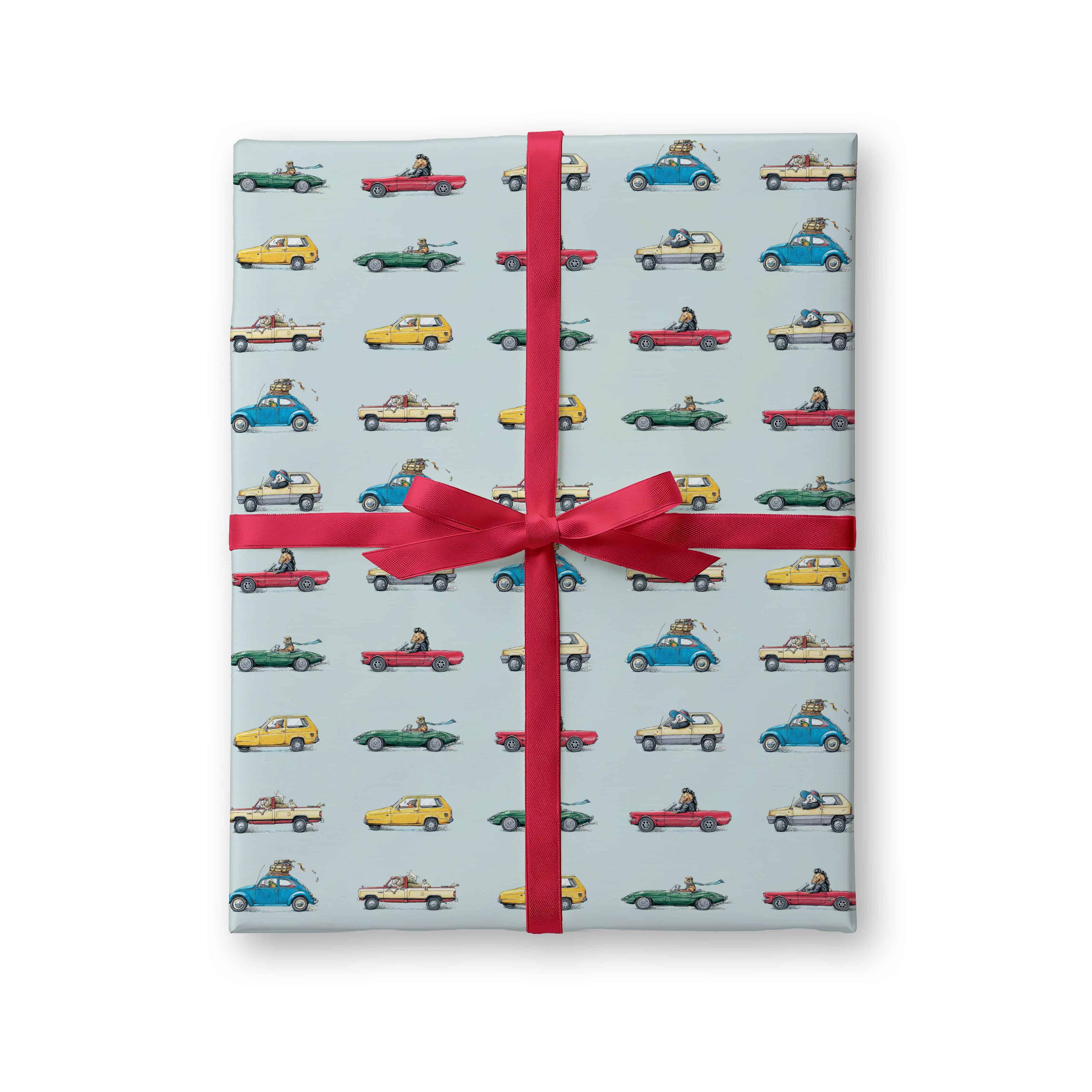 Animal Cars Gift Wrap