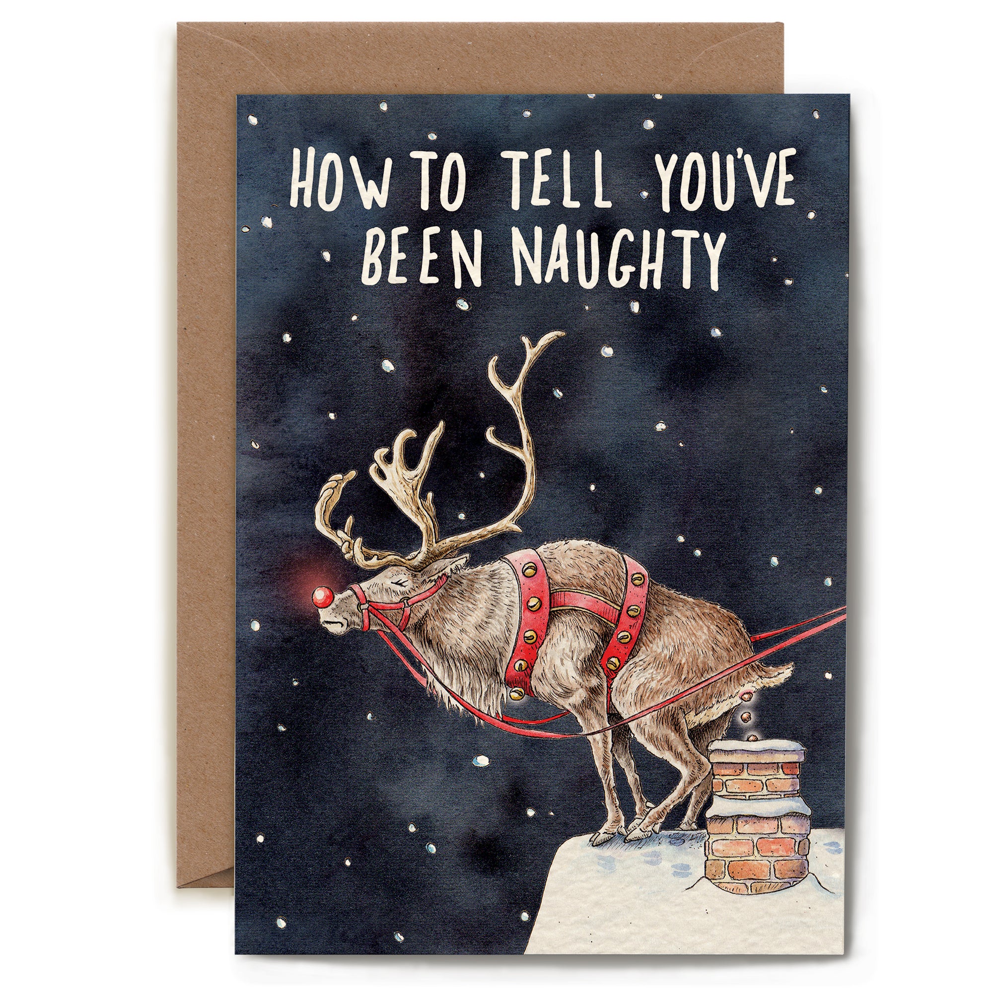 Naughty Christmas Reindeer Card