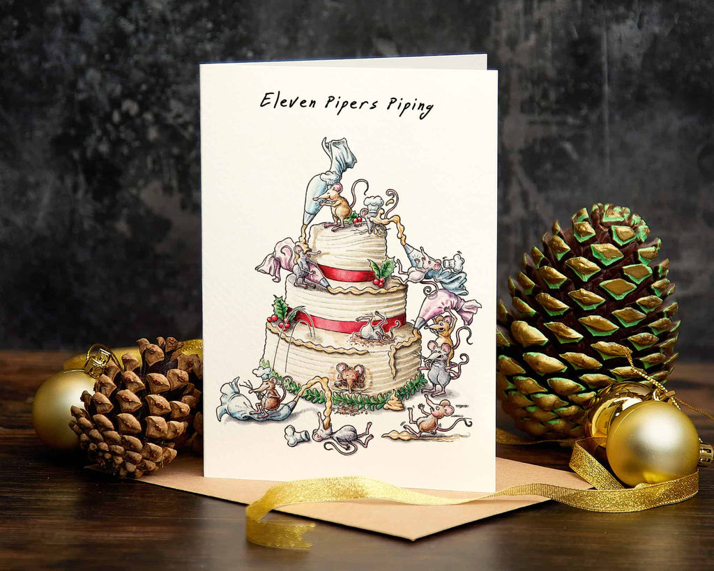 Eleven Pipers Piping Card