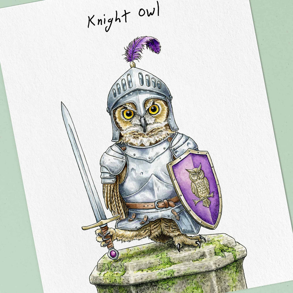 Knight Owl Print