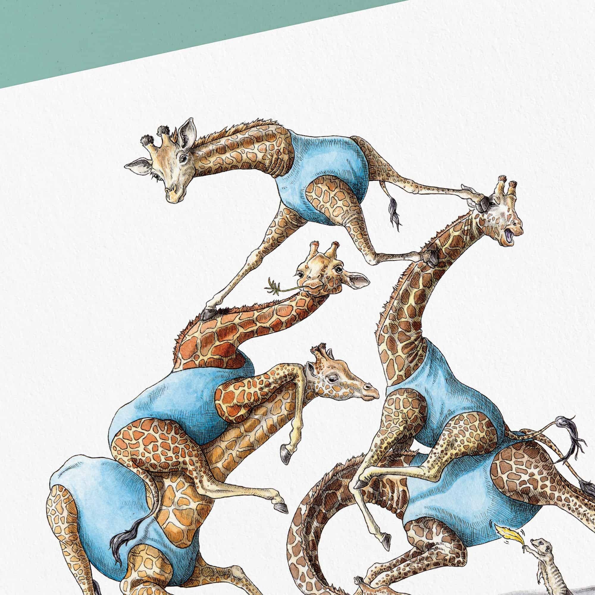 A Tower of Giraffes Print