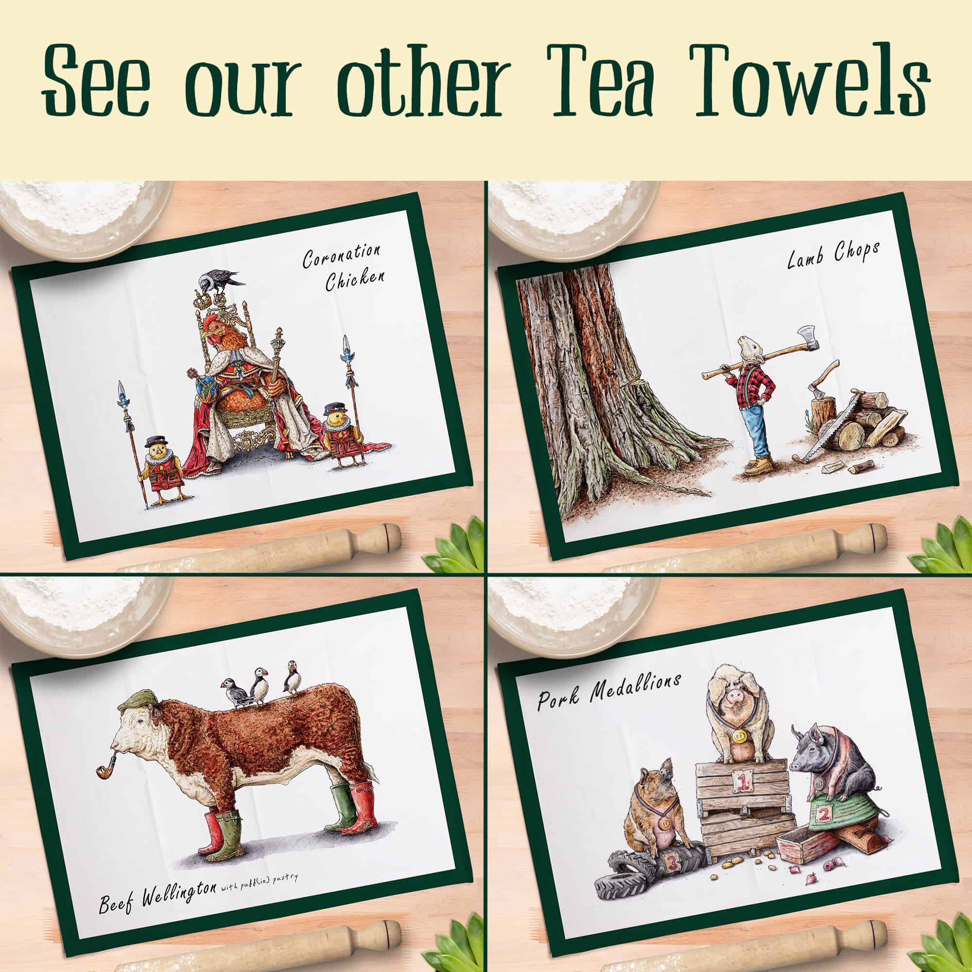 Lamb Chops Tea Towel