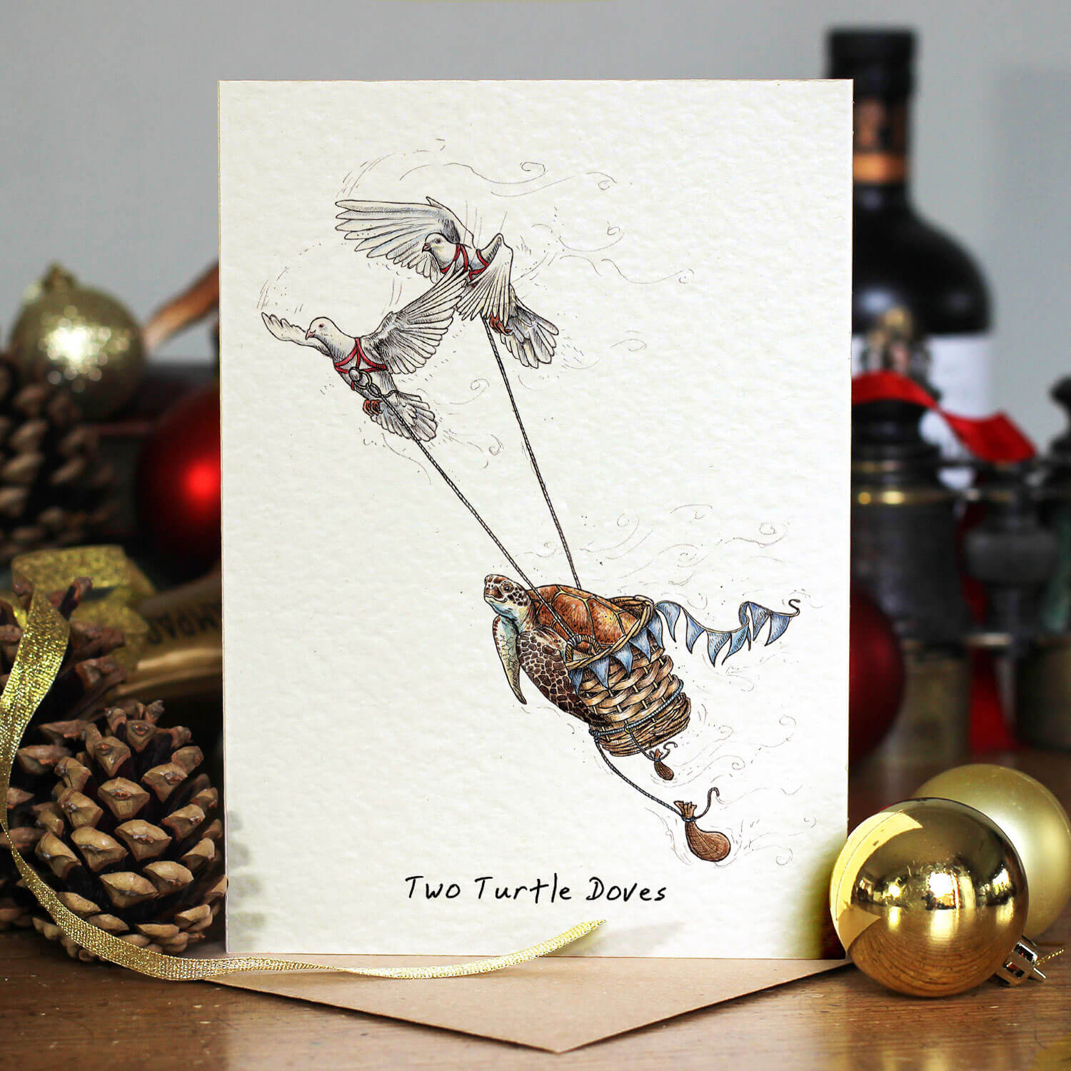 Two Turtle Doves Christmas Card Bewilderbeest