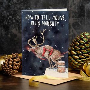 Naughty Christmas Reindeer Card