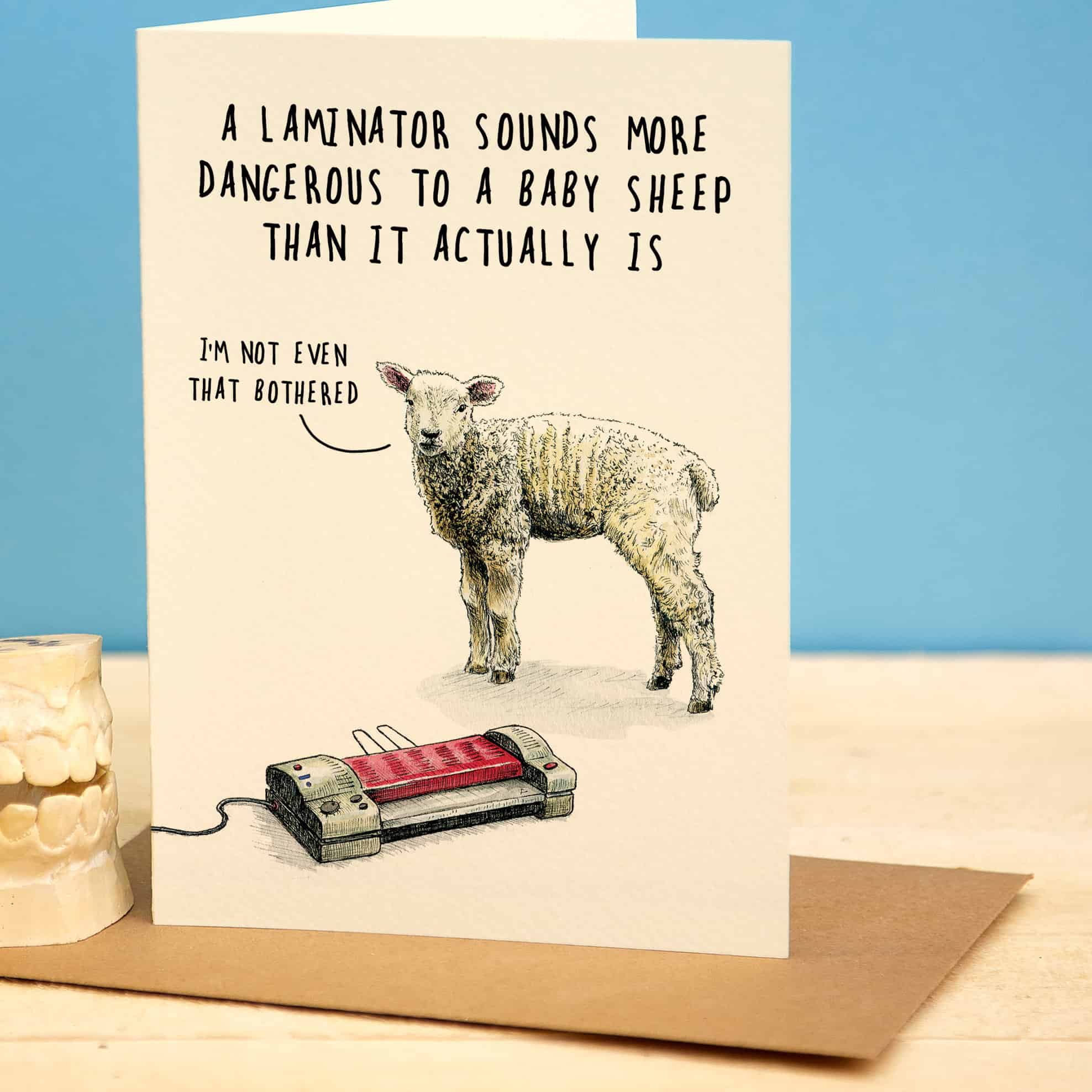 Laminator Card - Funny Sheep Card - Bewilderbeest