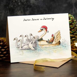 Seven Swans a-Swimming Card